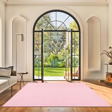 Imagem de nuLOOM Tapete sólido trançado à mão para área interna/externa, adequado para animais de estimação, alto tráfego, resistente a intempéries, para pátio, varanda, quarto, sala de estar, sala de jantar,