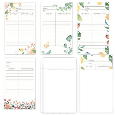 Imagem de Conjunto de 80 bolsos e cartões de biblioteca em branco com envelopes de biblioteca, autoadesivos, cartões de biblioteca, catálogos, cartões de finalização de compra para escola, escritório, sala de