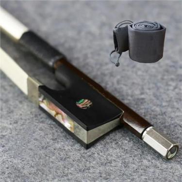 Imagem de Arco de violino de fibra de carbono tamanho 4/4 diamante dourado jacarandá brasileiro desempenho quente e doce bastão reto Arco violino prático(Bow and protector)