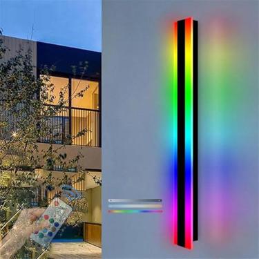 Imagem de Luzes de parede pretas de LED com controle remoto RGB regulável, arandelas de parede para corredor, varanda ao ar livre, IP65, à prova d'água, lâmpada montada na parede, garagem, alumínio, iluminação