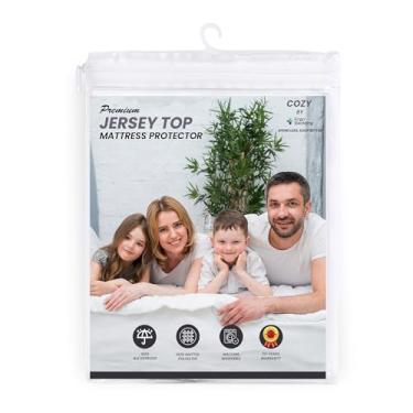 Imagem de Protetor de colchão impermeável de tamanho completo com parte superior de jérsei | Capa de colchão para animais de estimação e bebês | Bolso profundo de 15 a 30 cm | Protetor de colchão 100% à prova