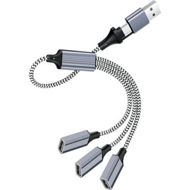 Imagem de SAISN Adaptador USB-C macho para fêmea - Hub divisor USB 2.0 OTG para MacBook, telefone, pen drive, câmera, impressora