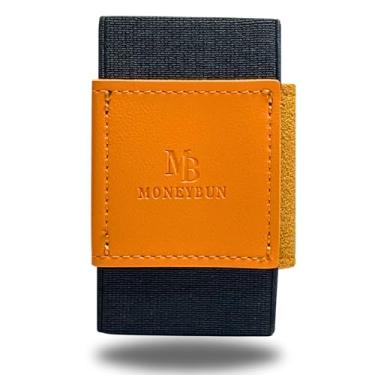 Imagem de MONEYBUN | Carteira masculina premium fina com alça dupla | acomoda de 4 a 15 cartões | dois bolsos para dinheiro | Design elástico ultrafino, Marrom claro, Minimalista