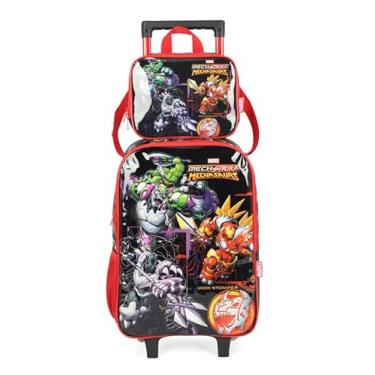 Imagem de kit Mochila Carrinho Luxcel+Lancheira Avengers Vermelho Ic41672ag