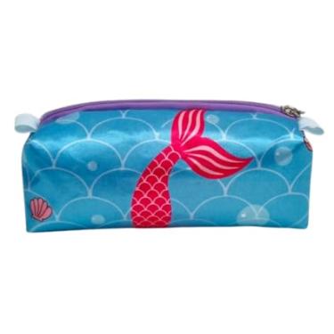 Imagem de Estojo Escolar Infantil Menina e Menino Espaçoso Grande Lapis e Caneta Juvenil Necesserie (Sereia Novo)