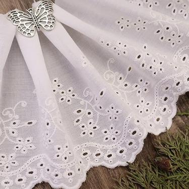 Imagem de Tecido de renda bordado com ilhós de algodão para artesanato de costura (14 cm) (marfim)