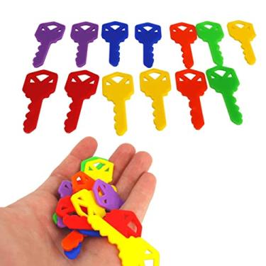 Imagem de Bonka Bird Toys 2290 Pk12 Chaves de plástico para pássaros, plástico mastigável não tóxico, pacote de brinquedos coloridos para papagaios, calopsitas, periquitos e pássaros pequenos a médios, 6 cores