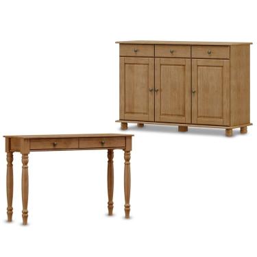 Imagem de Conjunto Sala: Balcão 3 Portas 3 Gavetas e Aparador 2 Gavetas Freijó Rubi Madeira Pinus - Finestra