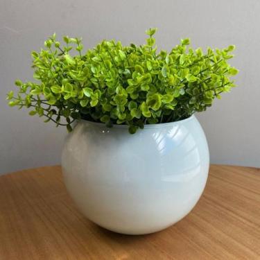Imagem de Arranjo Centro de Mesa Vaso Branco Verdinho Artificial Completo - Deco