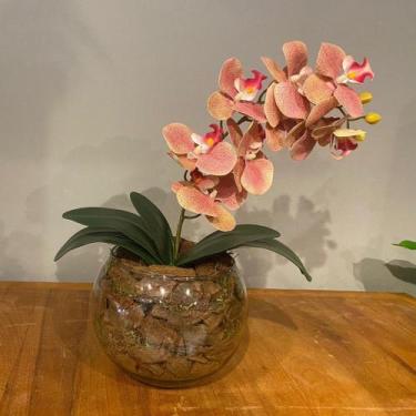 Imagem de Arranjo de Orquídea Rosa Centro de Mesa no Vaso Transparente - Decore 