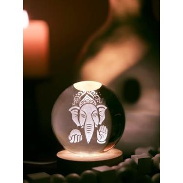 Imagem de Estátuas de cristal Ganesha com base de luz LED lâmpada elefante símbolo de Deus. Ganpati Ganesh ji Idol para decoração de mesa de presente de carro elegante leve herança hindu topo de mesa ideal para