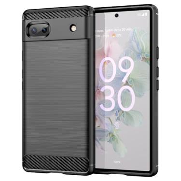 Imagem de GTBDEKI Capa para Pixel 6A, capa para Google 6A GB62Z, capa traseira de TPU macia resistente à prova de choque de fibra de carbono para Google Pixel 6A preta