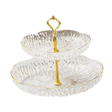 Imagem de Bandeja de bandeja de placa de frutas bandeja de bandeja multi -camadas pratos de servir cupcake stand para festa em casa entretenando fruta seca de, Claro, 2 Níveis