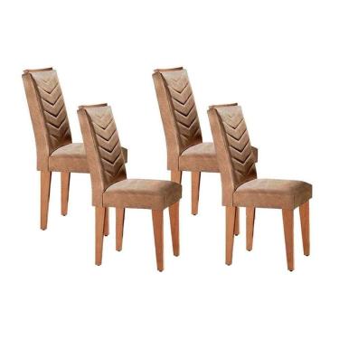 Imagem de Cadeira De Cozinha Londrina Kit 4 Un Imbuia Suede Capuccino Rufato