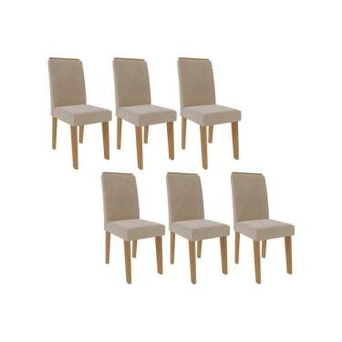 Imagem de Kit 6 Cadeiras De Cozinha Taís 6 Un Savana Nature Suede Nude Bege Cimol