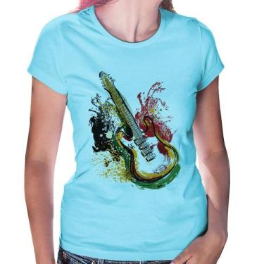 Imagem de Baby Look Guitarra Reggae - Foca na Moda, Azul bebê, GG