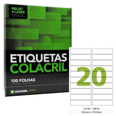 Imagem de Etiqueta Adesiva Carta CC181 25,4 x 101,6 mm 100 Folhas Cola - ColaCri