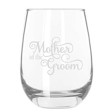 Imagem de Mother Of The Groom Samantha Font Taça de vinho com tema de festa de casamento gravada 432 g sem haste