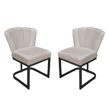 Imagem de Kit Cadeira Pétala para sala de estar Veludo Base Preta - Vallisa Deco