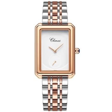 Imagem de OIDEA Relógios quadrados para mulheres: Relógio de pulso analógico de quartzo ultrafino sem escala com pulseira destacável de aço inoxidável relógio feminino à prova d'água para negócios