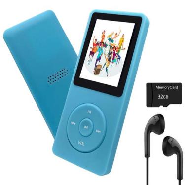 Imagem de Leitor de MP3 Arugo MP10 32GB com Alto-Falante e Fone de Ouvido - Azul