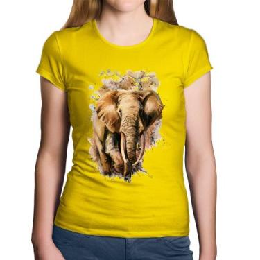Imagem de Baby Look Algodão Elefante Watercolor - Foca na Moda, Amarelo, G