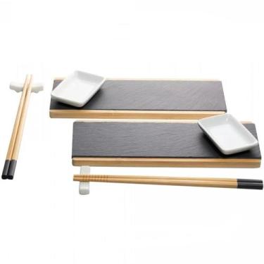 Imagem de Conjunto Gourmet Bambu 8 Pç C/ Prato Hashi Bandeja P/ Sushi - Wolff