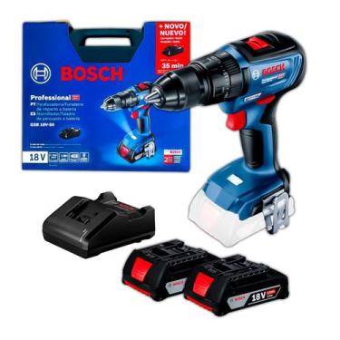 Imagem de  Furadeira Parafusadeira de Impacto Bosch GSB 18V 50 A Bateria Motor B