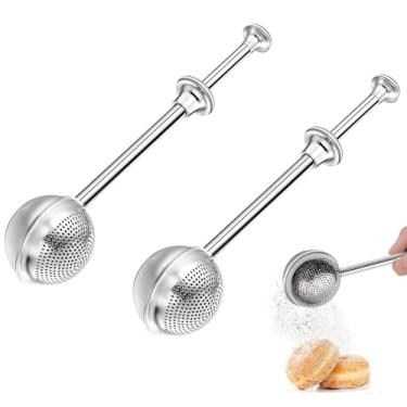 Imagem de Espanador de aço inoxidável para farinha e coqueteleira em pó com tampa – Mini batedor para assar, espanar farinha, temperos e xarope de açúcar