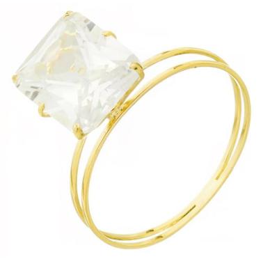 Imagem de Anel De Ouro 18k/750 Aro Duplo Com Zircônia Retangular - DR Joias, 16,