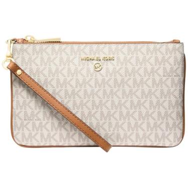 Imagem de Michael Kors Bolsa de pulso Jet Set com zíper superior médio, Baunilha/Bolota, One Size