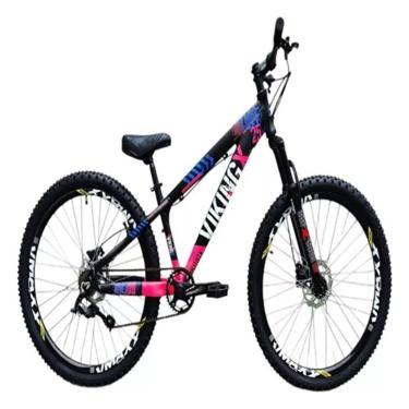 Imagem de Bicicleta Vikingx Preto Rosa Aro 26 Single Wheeling Freio Hidráulico