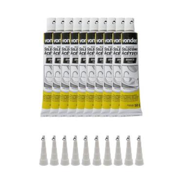 Imagem de Kit 10 Borracha Silicone Acético 50g Para Reparo Manutenção Uso Geral 