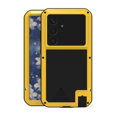 Imagem de LOVE MEI Capa robusta militar para Samsung Galaxy S25 Ultra, com protetor de tela de vidro temperado, à prova de choque, à prova de poeira, à prova de arranhões, híbrido, metal e gel de silicone, capa