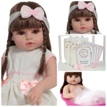 Imagem de Boneca Reborn Bebê Valentina Com Lindo Vesitdo 46cm Fofa - Cegonha Reb