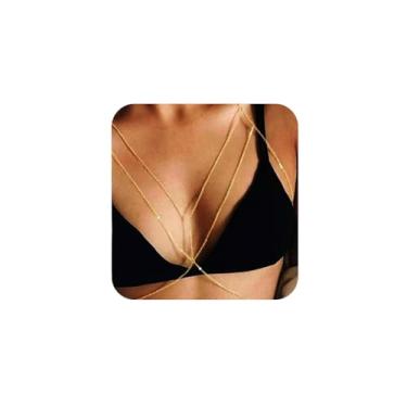 Imagem de Tgirls Corrente de barriga de biquíni em camadas, corrente dourada para o corpo, corrente para o corpo, joia de praia para mulheres, 1 unidade (pacote com 1), liga metálica com ouro, 1 Count (Pack of