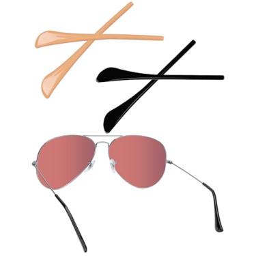 Imagem de Acefrog 2 pares de meias de substituição atualizadas para óculos de sol Ray-Ban Aviator RB3025 RB3044 RB3362 RB3026, ajuste perfeito, silicone macio, preto + pele