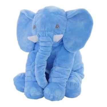 Imagem de Almofada Elefante Travesseiro Pelúcia Bebê Dormir Azul 62cm  - Baby's 