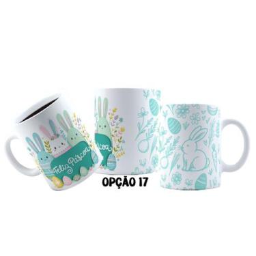 Imagem de Caneca 325ml Plástico Feliz Páscoa Fofa Coelhinhos Mimos - LARANJA E M