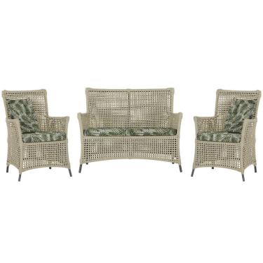 Imagem de Jogo Sofá e 2 Poltronas de Área Igapó Alumínio Pintura Preta Corda Náutica Estofado 5 Trama