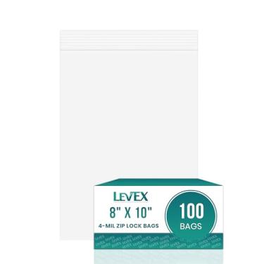 Imagem de Levex - 20,3 cm x 25,4 cm (100 unidades) 4 mil, resistente, resistente e durável, sacos plásticos de plástico recicláveis transparentes com zíper selável para viagem, armazenamento, embalagem e envio