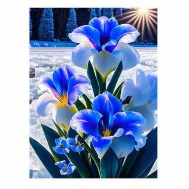 Imagem de Artesanato Pintura Diamante Diy 30X40 - FLORES AZUIS I - PPSHOP