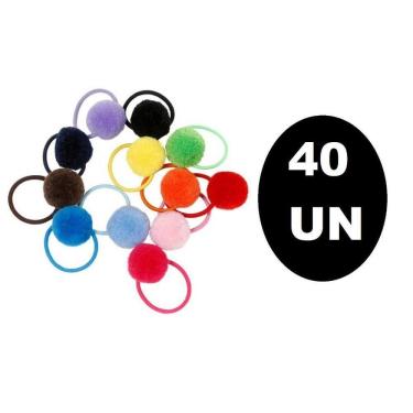 Imagem de 40 Elásticos Para Cabelo Pompom Maria Chiquinha Colorida