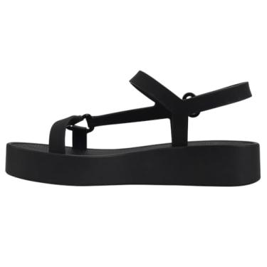 Imagem de Melissa Sandálias plataforma Sun Downtown – Sandálias modernas para mulheres – Sandálias versáteis de verão – Estilo praia ao jantar – Sola perfumada com chiclete, Preto, 34