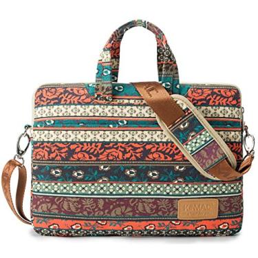 Imagem de Kinmac Nova Boêmia 360° Proteção de Lona Resistente à Água Laptop Ombro Mensageiro Manga Maleta Bolsa para MacBook Pro 16 polegadas, LG Gram 40.6 cm e 38.1 cm-39.6 cm Laptop