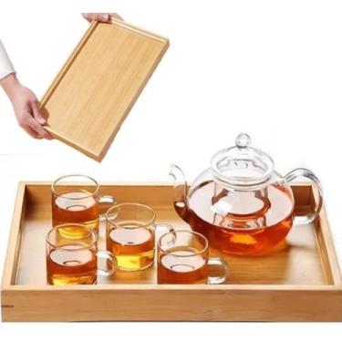 Imagem de 3 Bandejas Petisqueira em Bambu Decoração Banheiro e Servir - Gi