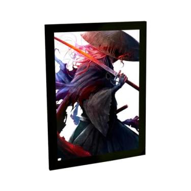 Imagem de Quadro Decorativo Samurai Chapéu De Palha Espada Brilho Decoração Quarto Sala