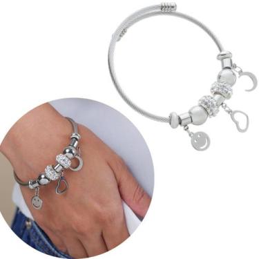 Imagem de Pulseira Life Com 7 Berloques Charme Aço Inoxidável Prata - Encantada