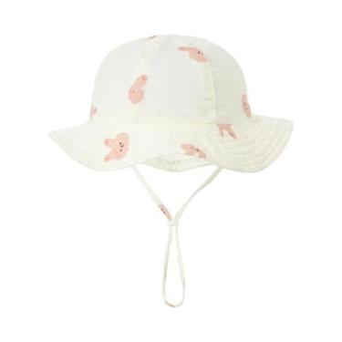 Imagem de Chapéu de Sol Infantil com Aba Grande - Desenho de Ursinho para Bebês,
