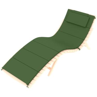 Imagem de Almofada para espreguiçadeira ao ar livre, almofada dobrável para cadeira de descanso com encosto de cabeça, resistente ao clima e ao desbotamento, almofada de substituição para móveis de pátio